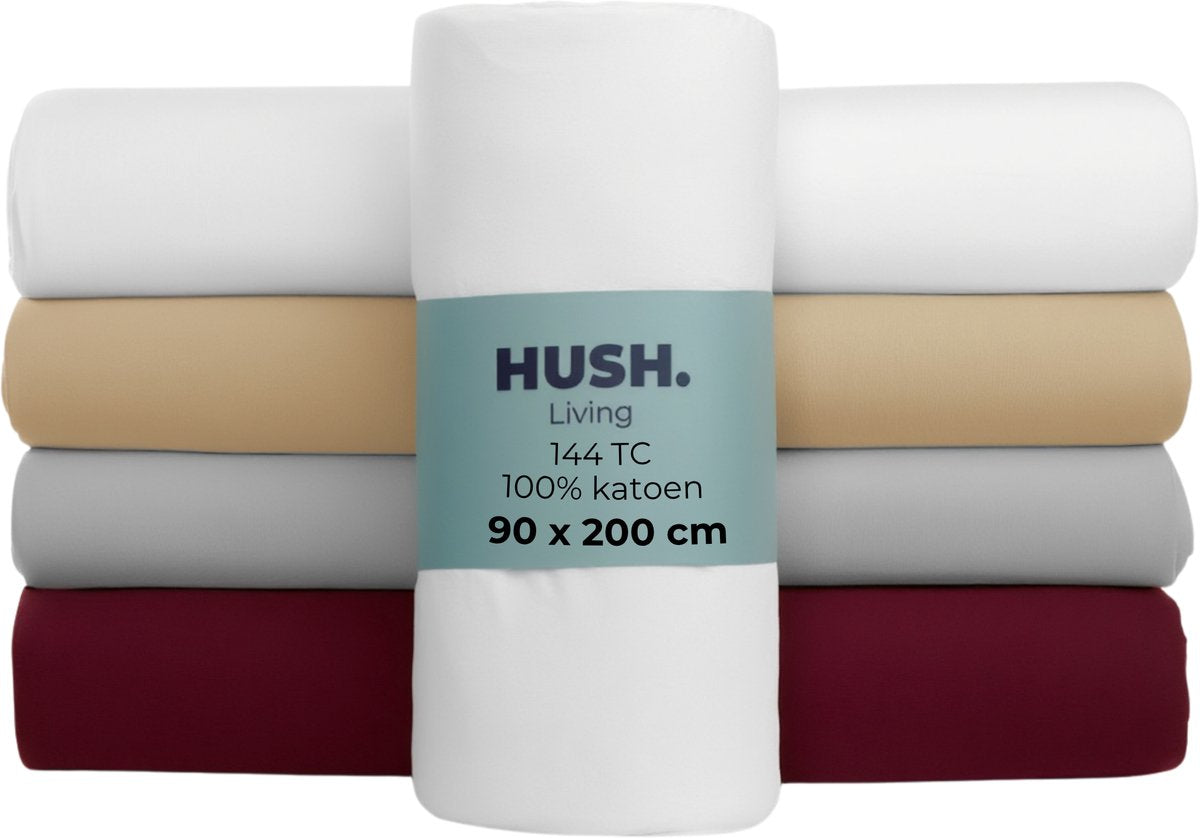 Cállate. living hush living sábana bajera 100% algodón, 144 hilos, flexible y transpirable - elástico alrededor - 90x200+30cm - blanco