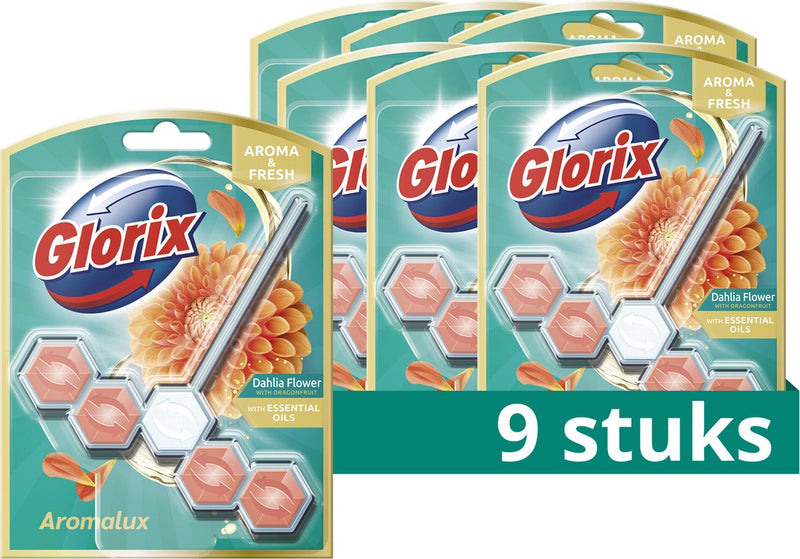 Glorix - blocchi WC - fiore di dalia dragonfruit - 9 pezzi - confezione risparmio
