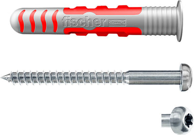 Fischer duoseal 8 x 48 con tornillo de cabeza alomada de acero inoxidable A2