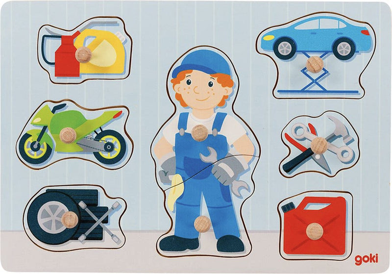 Goki Wooden Nick Puzzle Mechanic, 8st.