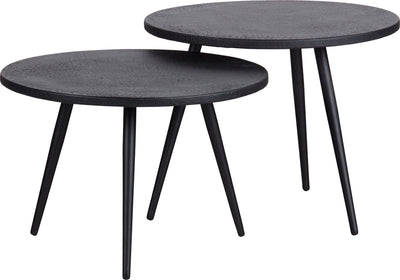 Woood suze bijzettafels - hout metaal - zwart - set van 2