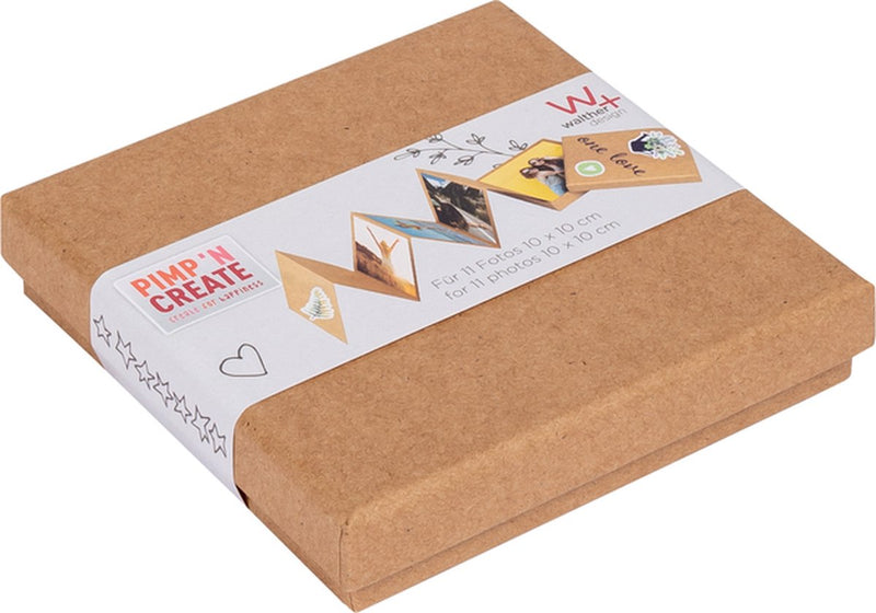 Walther fb-099-p leporello box pac - misura 12 x 12 x 2,4 cm - 11 foto 10 x 10 cm - marrone