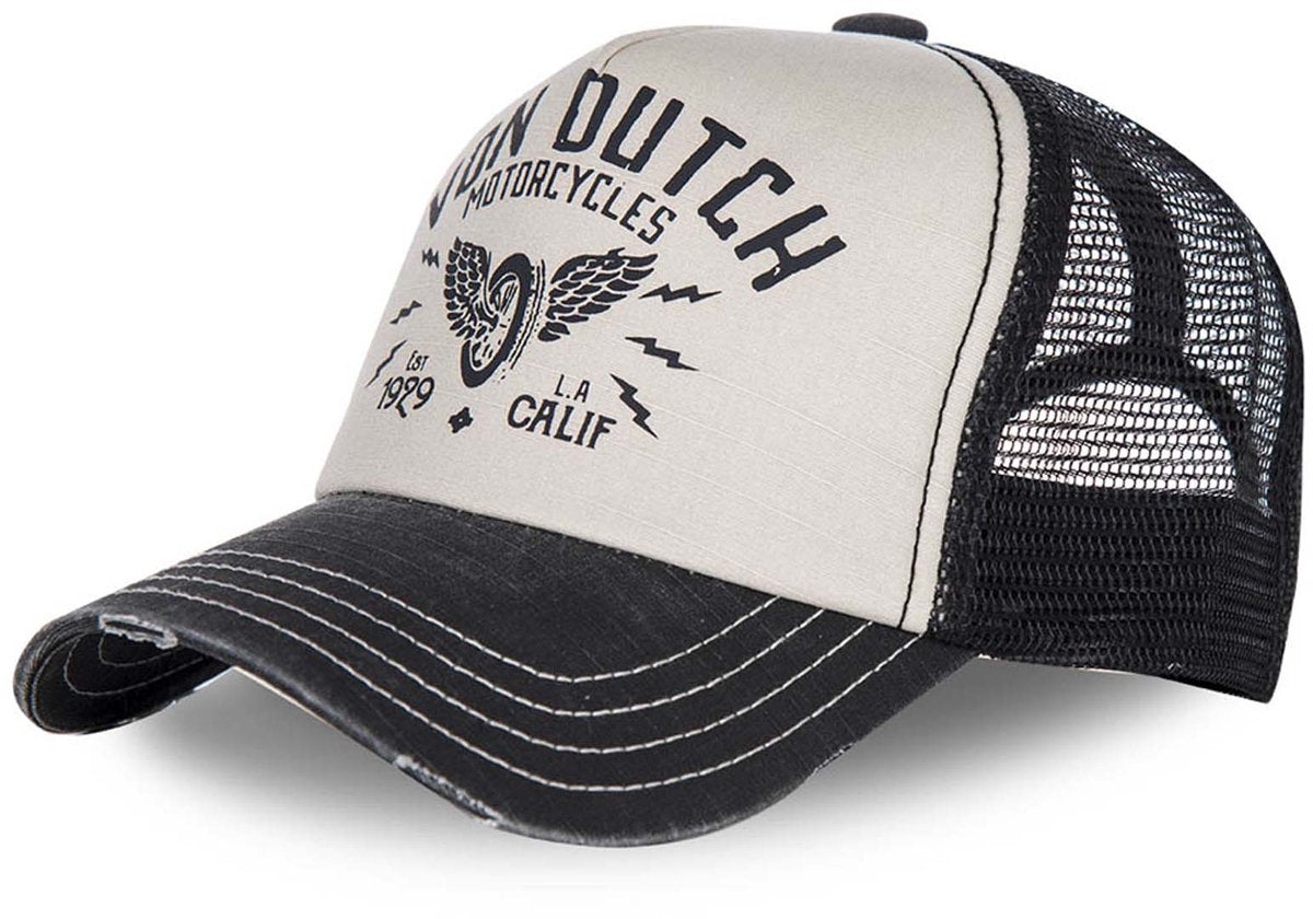 Von dutch - snapback trucker cap crew2 | one size | verstelbaar | druksluiting - zwart wit