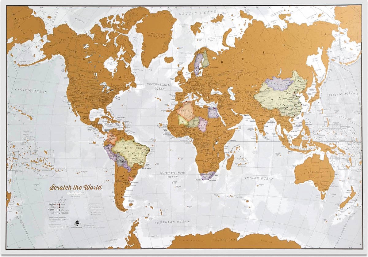 Mapas internacionales rasca el mundo® - Versión en inglés con acabado de lujo -