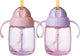 Tazza con cannuccia Tommee Tippee - 2 pezzi - 240 ml - con manici e cannuccia in silicone ponderata - per bambini dai 6 mesi in su - rosa e viola