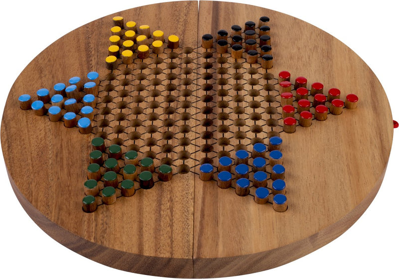 Ronda de damas chinas engelhart - talla xl - juego de estrategia de madera - 2 a 6 jugadores - juego de mesa star halma -