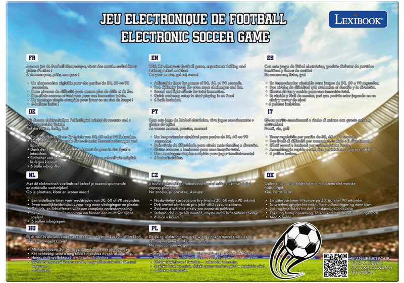 Gioco di calcio elettronico Lexibook con luci e suoni per 2 giocatori