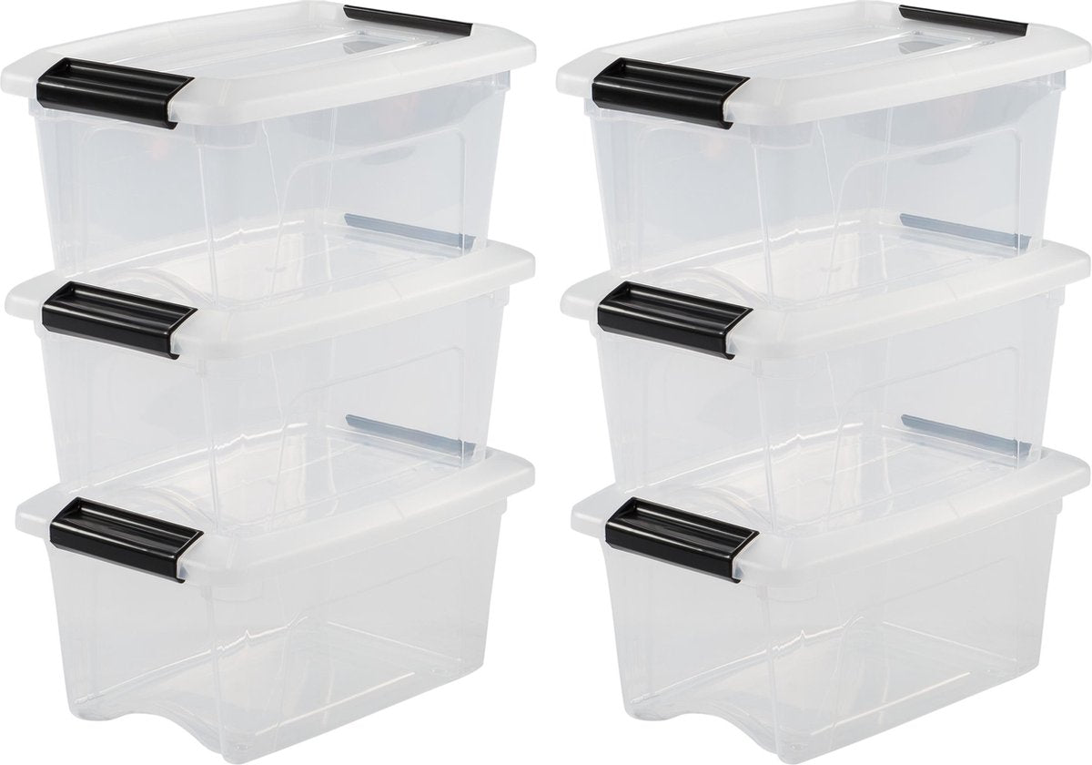 Bauletto portaoggetti Iris New - 5 l - plastica - nero trasparente - set da 6