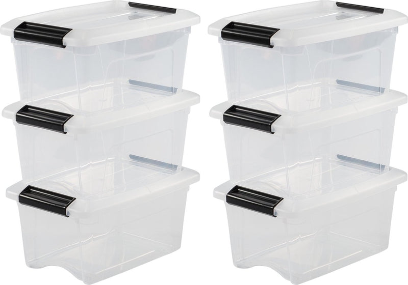Bauletto portaoggetti Iris New - 5 l - plastica - nero trasparente - set da 6