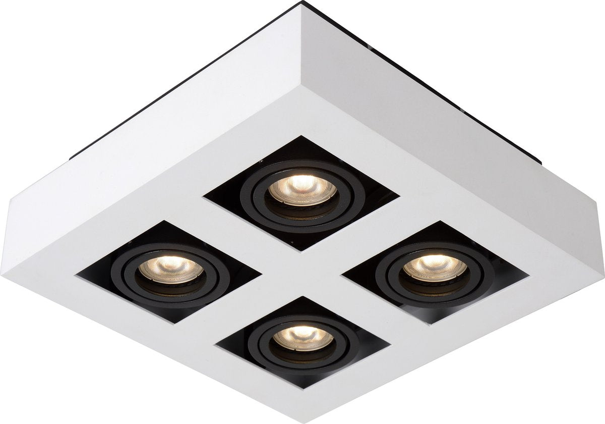Lucide xirax - plafondspot (plafondlamp) - led dim to warm - gu10 - 4x5w 2200k 3000k - wit