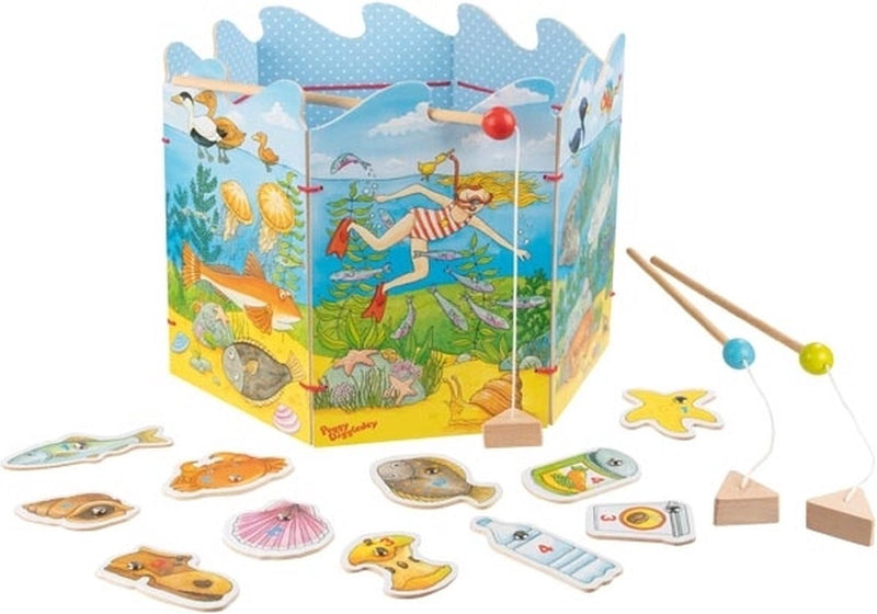 Goki Wooden Fish Game Peggy Diggledey, 16dlg.