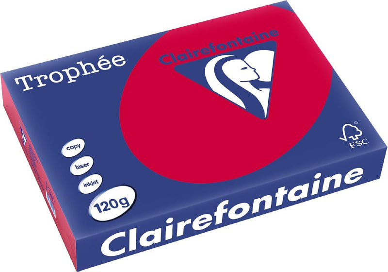 Trofeo Clairefontaine intenso | papel de colores | a4 | 120g | 250 hojas | rojo cereza
