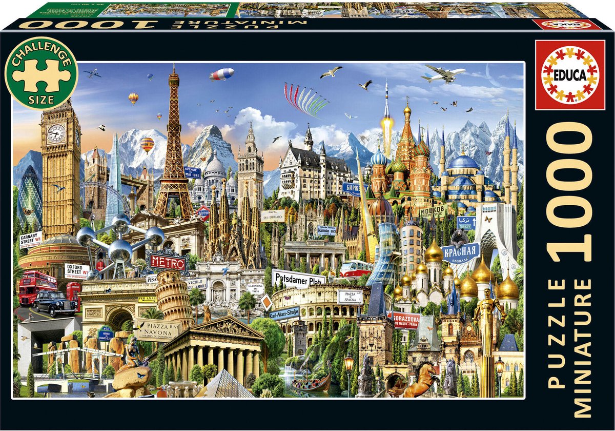 Educa - puzzle - simboli dell'Europa - 1000 pezzi - puzzle in miniatura - puzzle