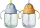 Tazza con cannuccia Tommee Tippee - 2 pezzi - 240 ml - con manici e cannuccia in silicone ponderata - per bambini dai 6 mesi in su - blu e arancione