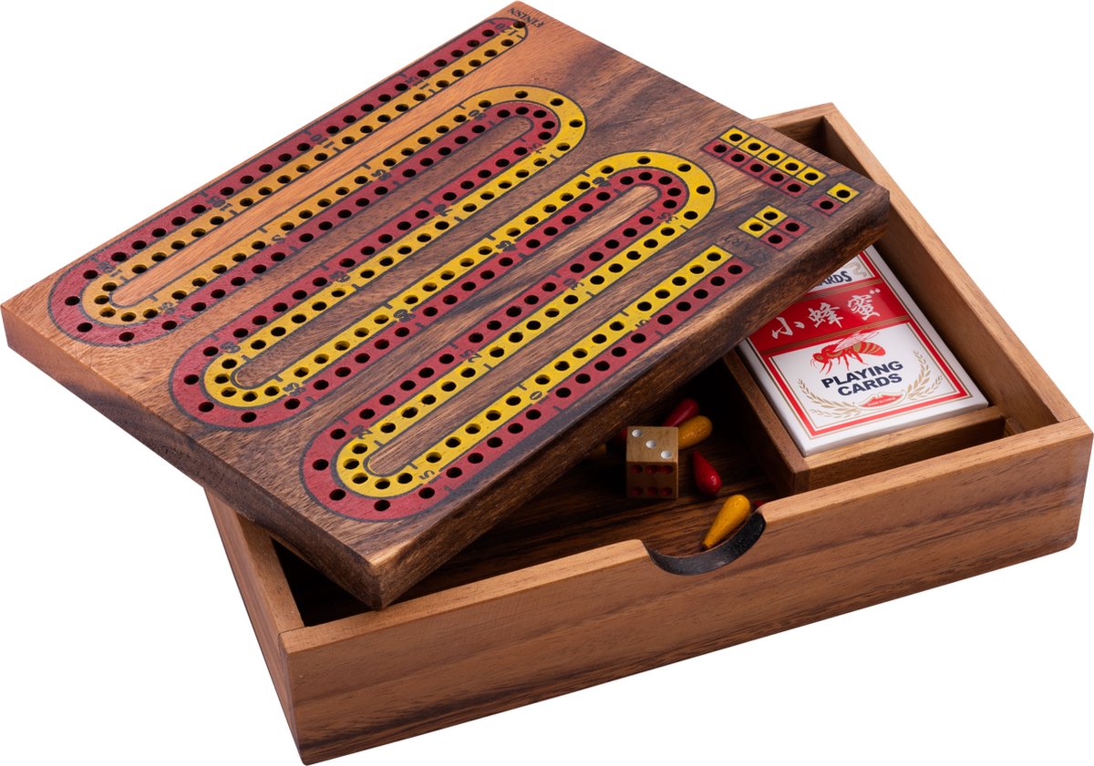 Engelhart cribbage – gioco di carte in legno con tabellone – legno di acacia – 52 puntine per carte – gioco classico –