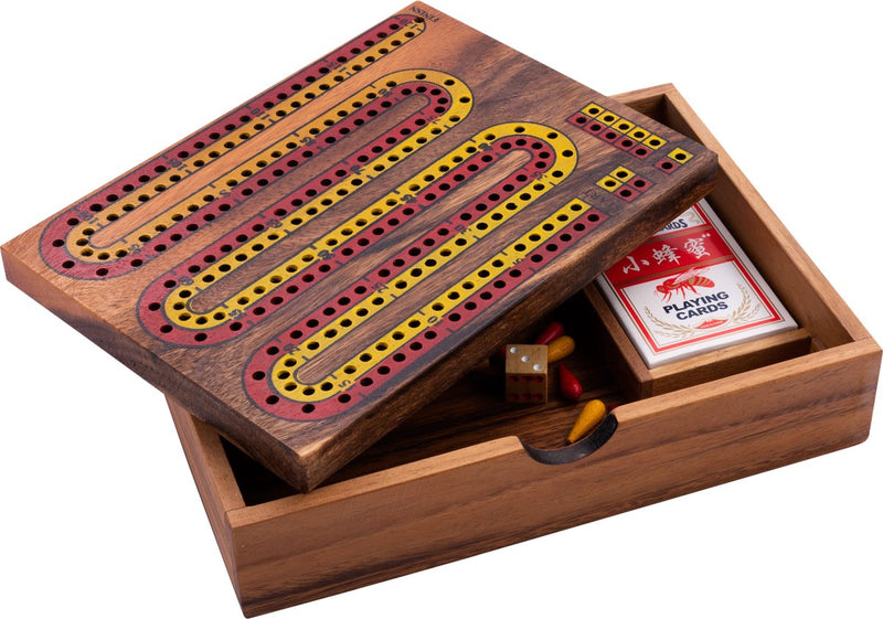 Engelhart cribbage – juego de cartas de madera con tablero – madera de acacia – 52 alfileres – juego clásico –