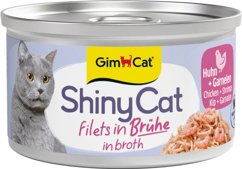 Gimcat 24 x 70 g - filetti di gatto lucido in brodo di pollo + gamberi