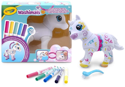 Crayola washimals jumbo - paquete hobby - evie caballo grande (15 cm) para colorear, lavar y recolorear, set con 5 rotuladores lavables y pincel, 3+ años