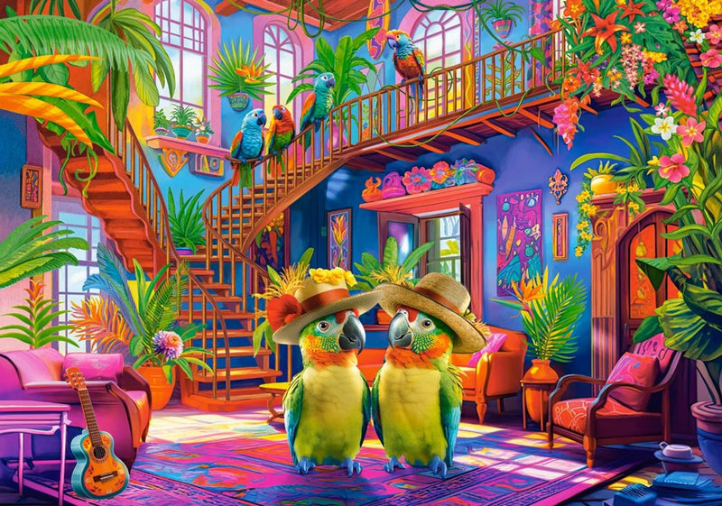 Castorland Puzzle Loros en el Paraíso - Puzzle colorido de 500 piezas.