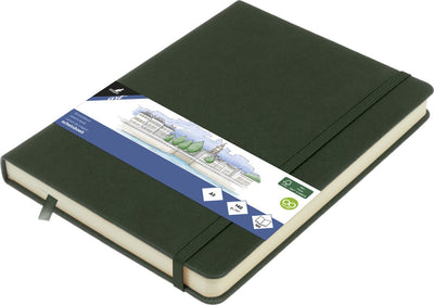 Quaderno per schizzi Kangaro - a5 - verde foresta - copertina rigida in pu - con elastico e nastro per la lettura - k-861228