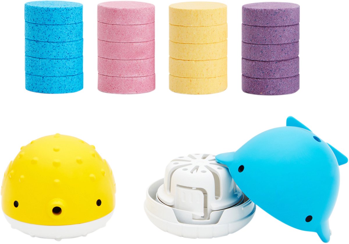 Giochi da bagno Munchkin con 20 compresse effervescenti - color buddies™ - 2 pesci effervescenti - compresse effervescenti per il bagno - compresse effervescenti per il bagno - giocattoli da bagno interattivi per bambini