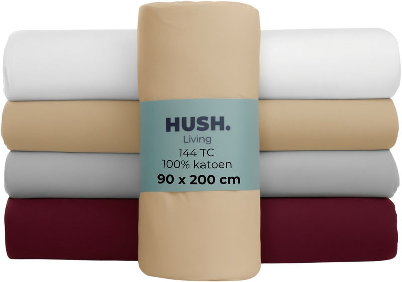Silenzio. lenzuolo con angoli living hush living 100% cotone, 144tc, flessibile e traspirante - elastico tutt'intorno - 90x200+30 cm - sabbia