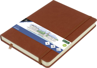 Quaderno per schizzi Kangaro - a5 - cognac - copertina rigida in PU - con elastico e nastro per la lettura - k-861227