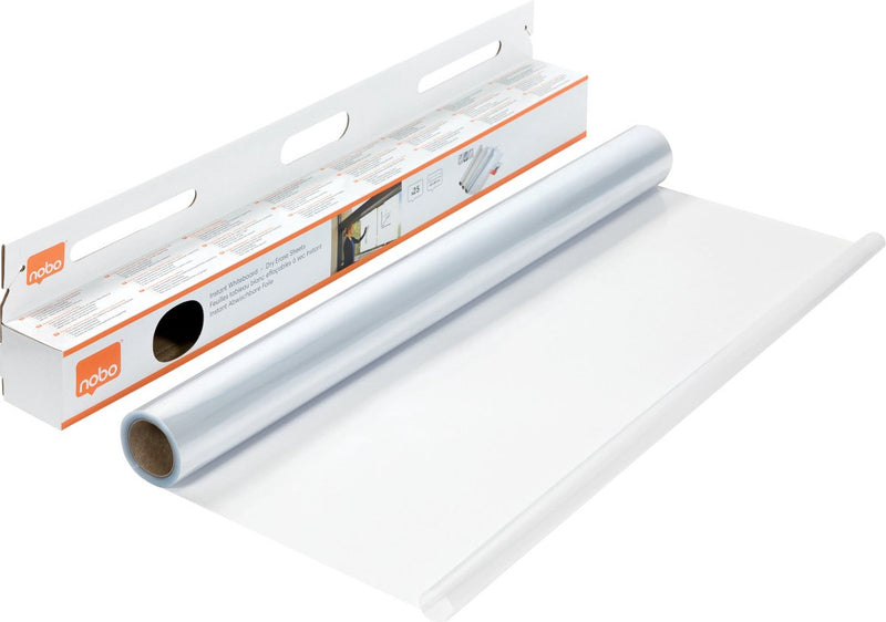 Lavagna istantanea Nobo con fogli cancellabili a secco su rotolo - 25 fogli elettrostatici - 60x80 cm - trasparente