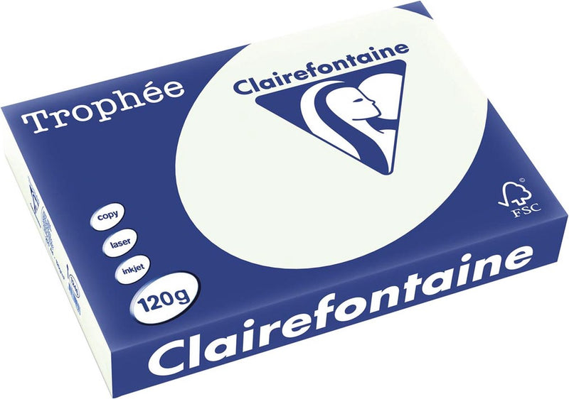 Clairefontaine trophée pastello, carta colorata, A4, 120 g, 250 fogli, verde chiaro