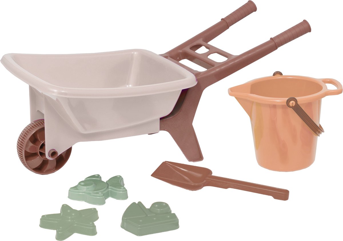 Plasto wheelbarrow set sand color 56 cm - sand play set - including accessories - 1.4 liters - special edition soft neutral colors - BPA-free - made in Finland - from 1 year
