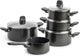 Greenpan memphis kookpannenset 9-delig - 16 18 20 24cm - 1.6 1.6 2.1 3.1 4.9l - pfas-vrije antikleeflaag - inductie kookpan - keramische pan - ovenbestendig tot 160°c - koudgrepen - met glazen deksel - zwart