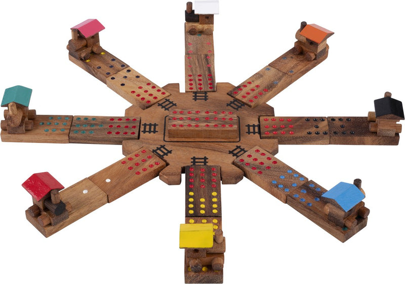 Engelhart domino messicano – gioco di strategia in legno – gioco del domino del treno messicano – gioco da tavolo – gioco di pensiero logico – legno di acacia –