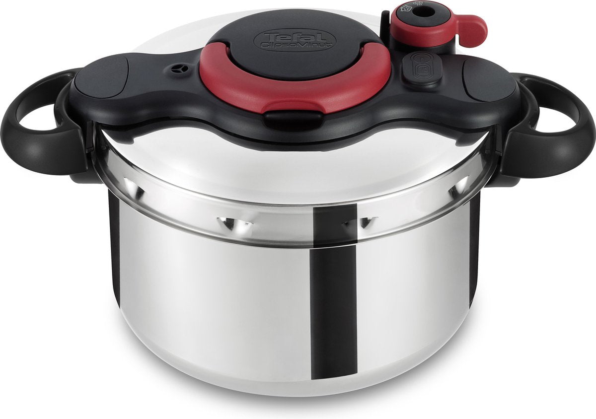 Tefal clipso minut easy - olla a presión - 6l - ø 22 cm - apta para inducción - con cestillo de vapor