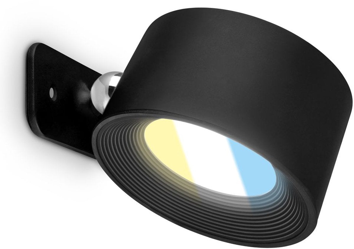 B.k.licht briloner tari - lampada da parete ricaricabile per interni - dimmerabile con touch - CCT - ruotabile - con magnete - batteria e wireless - USB-C - nero