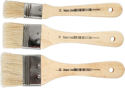 Creativ company varnish lacquer brushes, l: 19 cm, w: 25-50 mm, flat, 3 pieces 1 box