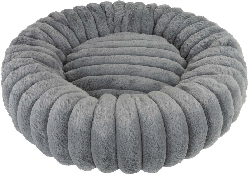 District 70 ribba – lussuosa cuccia rotonda per gatti in peluche di velluto a coste – grigia – 45 x 45 x 15 cm