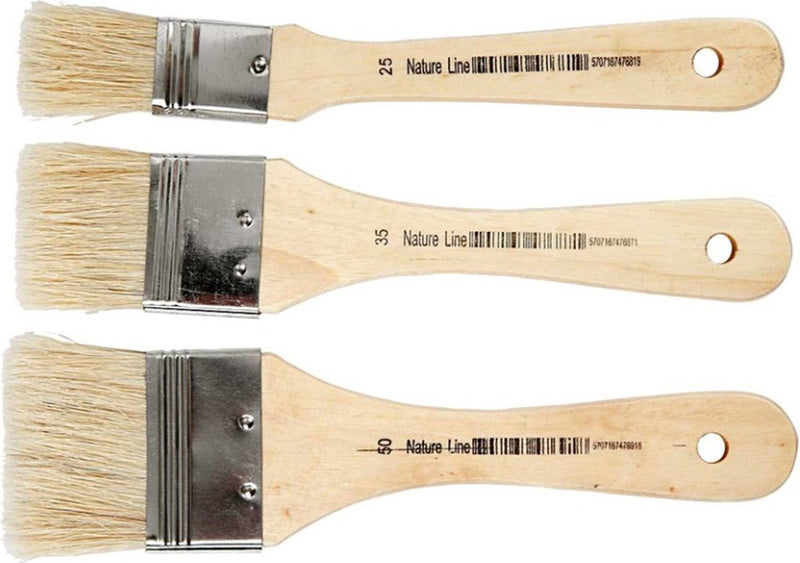 Pinceles para laca Creativ Company, l: 19 cm, ancho: 25-50 mm, planos, 3 piezas 1 caja