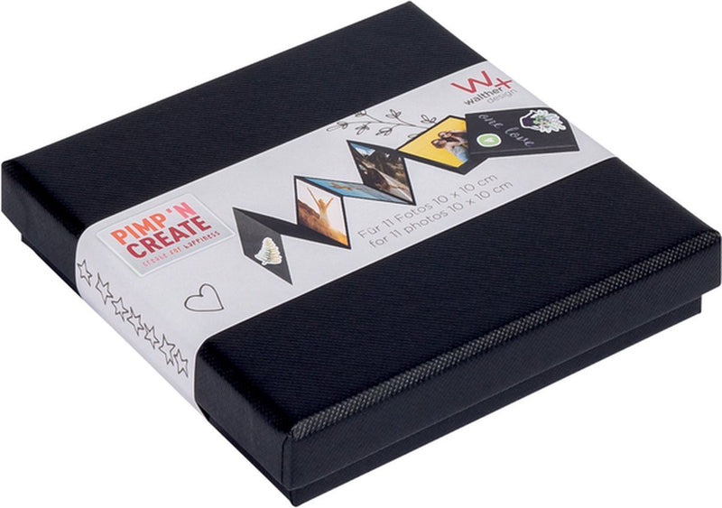 Walther fb-099-b leporello box pac - misura 12 x 12 x 2,4 cm - 11 foto 10 x 10 cm - nero