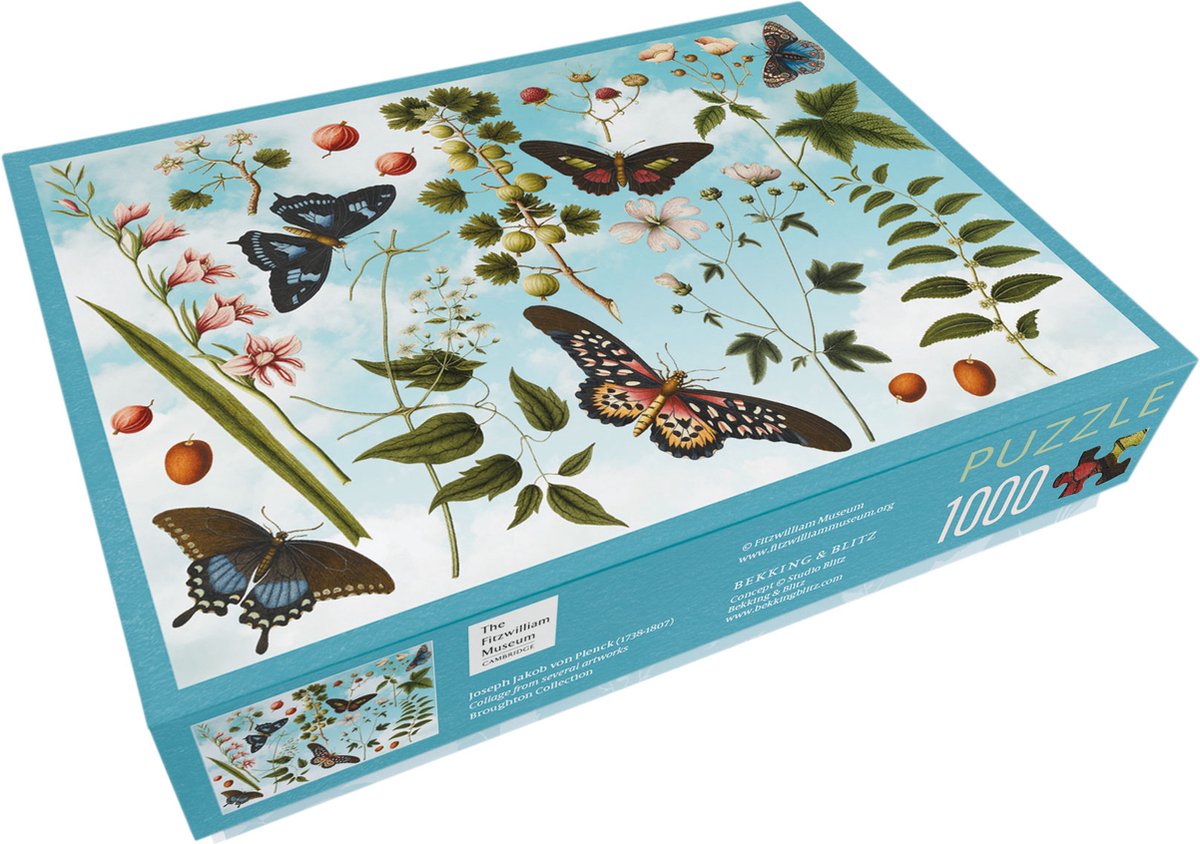 Bekking blitz - rompecabezas - 1000 piezas - arte - mariposas y flores - collage - botánico - joseph jacob von plenck - el museo fitzwilliam de cambridge
