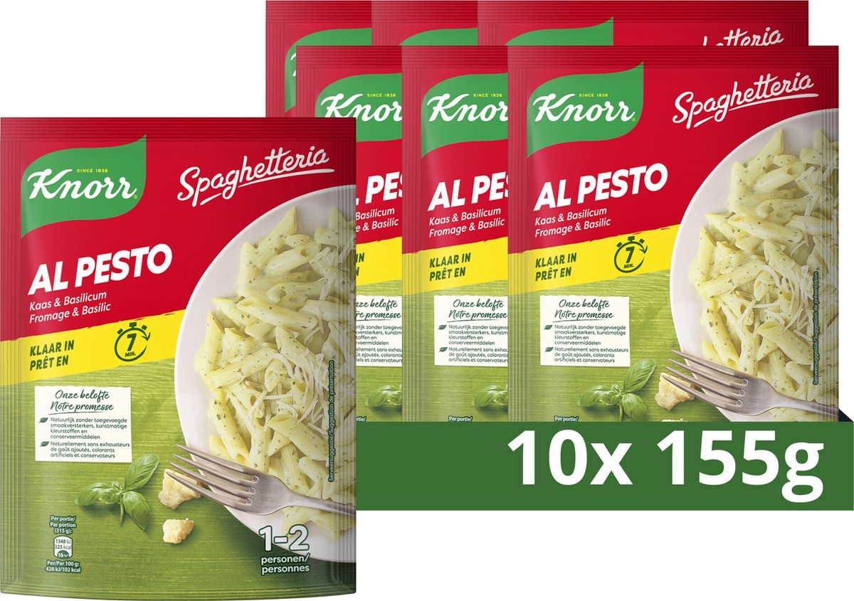 Piatto di pasta Knorr spaghetteria - al pesto - questo pasto è pronto in 7 minuti - 10 x 155 g