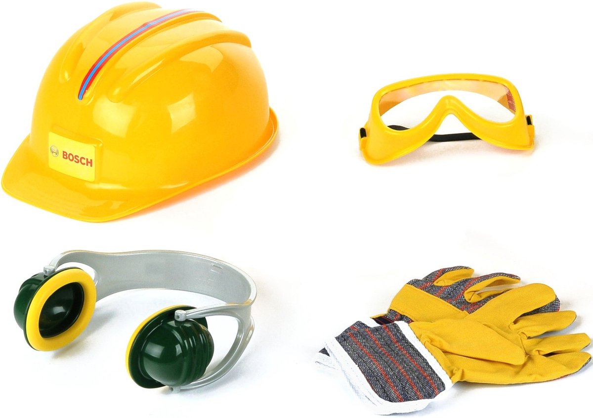 Klein toys - bosch mini speelgoed accessories set, met helm, bril, handschoenen en oorbeschermers -