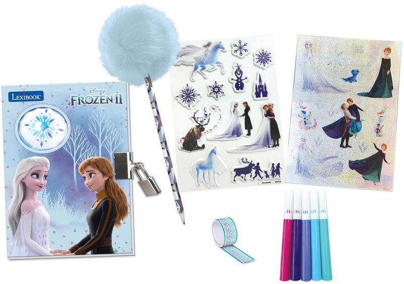 Diario secreto electrónico Lexibook frozen con iluminación y accesorios (pegatinas, bolígrafo, bolígrafo de color)