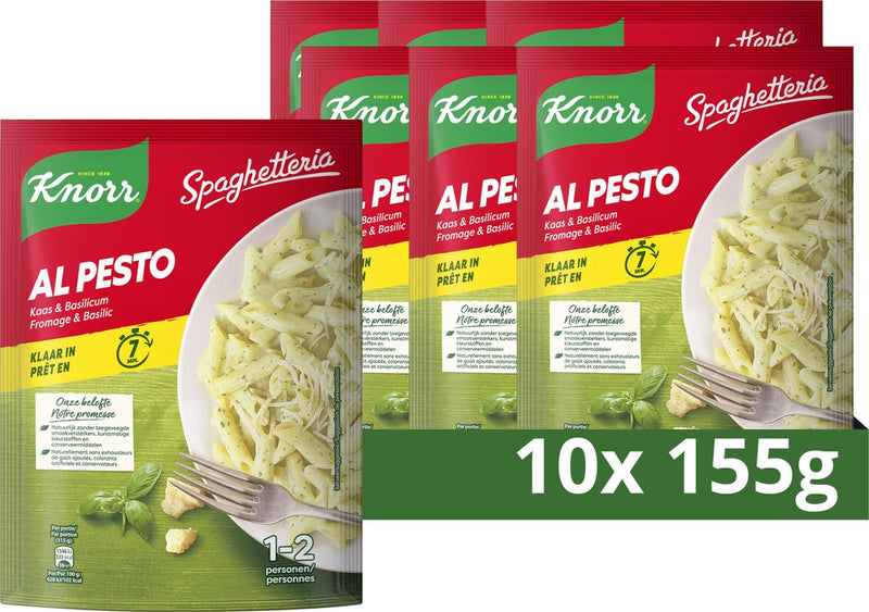 Piatto di pasta Knorr spaghetteria - al pesto - questo pasto è pronto in 7 minuti - 10 x 155 g