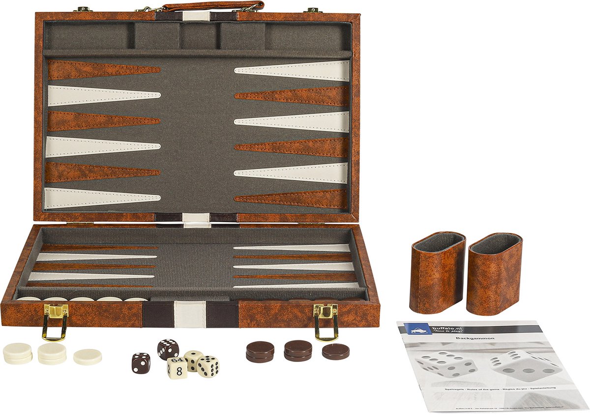 Ribete de backgammon de búfalo marrón 38x24 cm