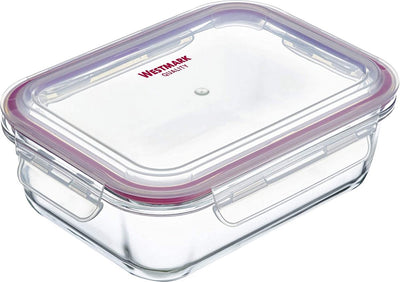 Westmark glass food storage box, capacity: 1520 ml, suitable for the freezer, microwave and oven, glass silicone plastic, transparent red, 23442270