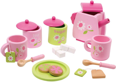 Juego de té de madera de pie pequeño, 17dlg.