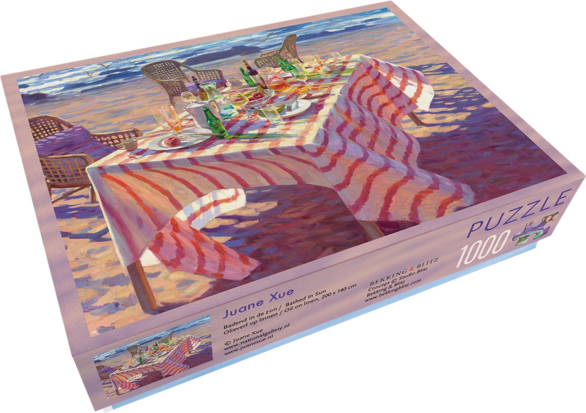 Bekking blitz - puzzel - 1.000 stukjes - kunst - badend in de zon - zomer - strand - gedekte tafel - juane xue