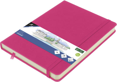 Quaderno per schizzi Kangaro - a5 - rosa shocking - con elastico e nastro - k-861290