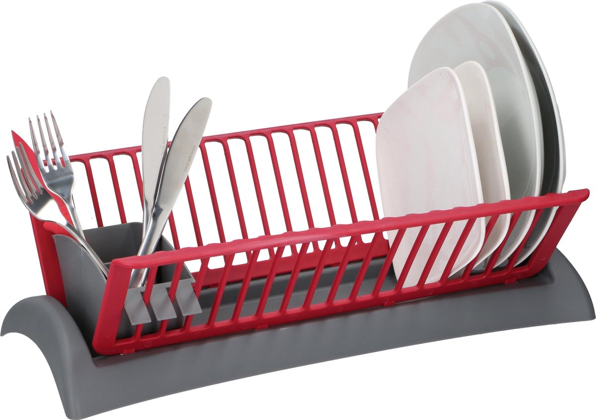 Alpina afdruiprek - 45,5 x 25 x 14 cm - verwijderebare lekbak - rood grijs