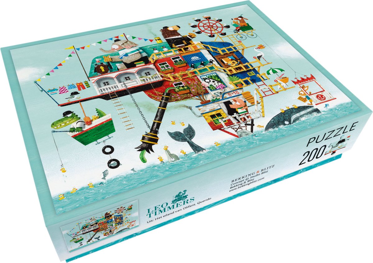 Bekking blitz - puzzle - 200 pezzi - arte - dal libro L'isola degli elefanti - illustrazione libro per bambini - leo timmers